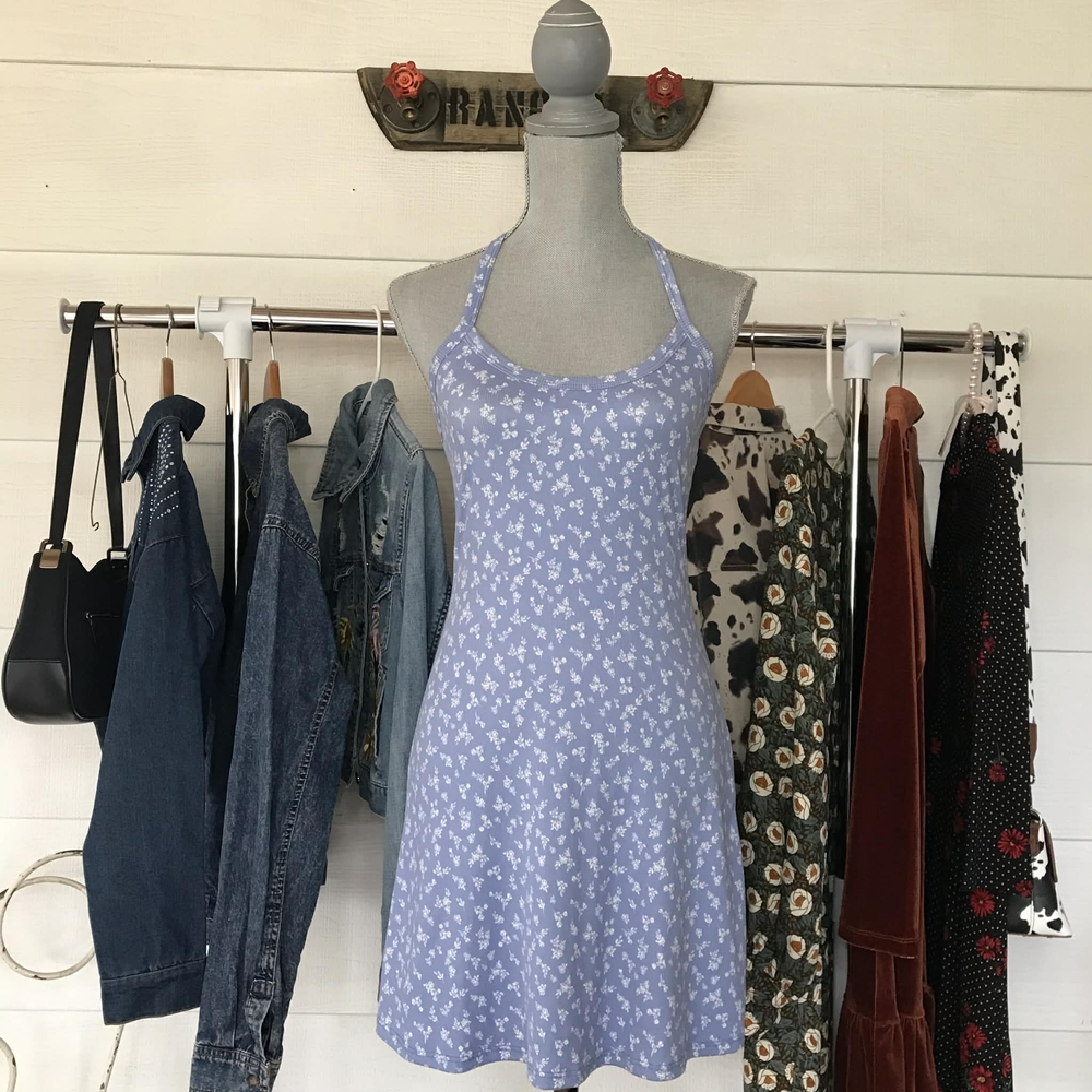 See You Monday Blue Floral Mini Dress